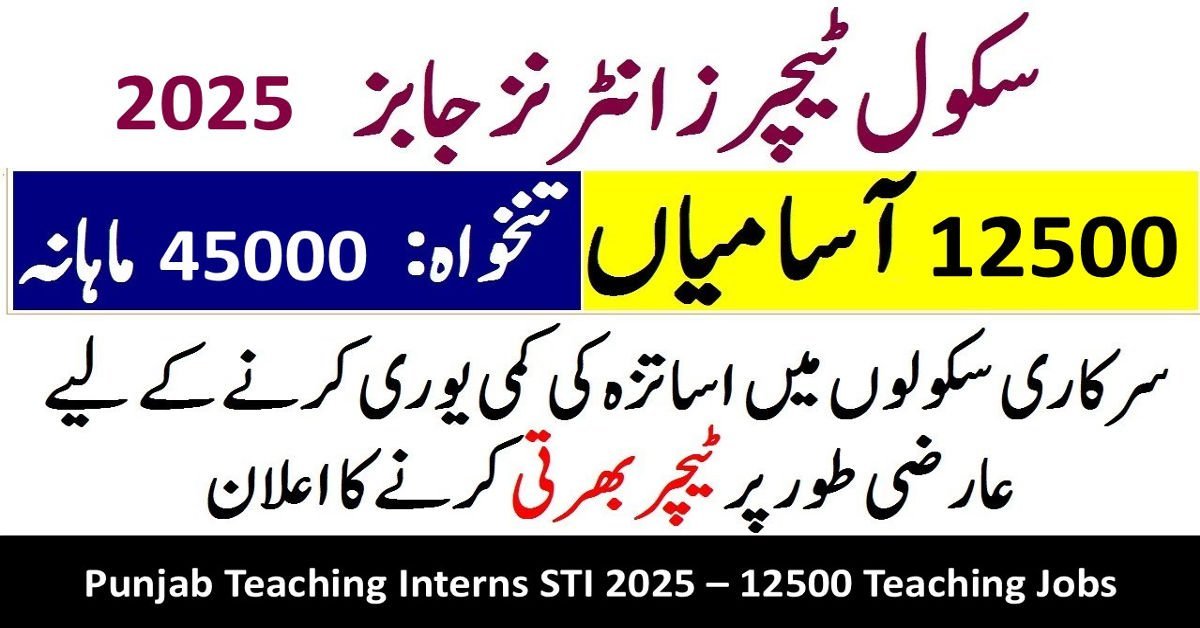 STI Teaching Jobs 2025 -Government Schools